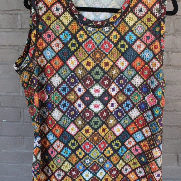 INKnBURN 2XL (12-14) BOHO DIAMOND SLEEVELESS Tank Running Tech Shirt NWOT - Picture 4 of 11